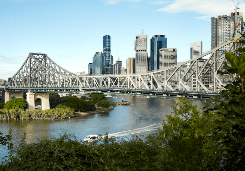 View to Brisbane City and Storey Bridge